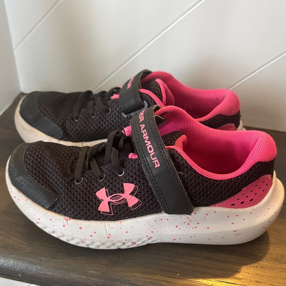 Under Armour Kids Black and Pink Lightweight Athletic Sneakers
